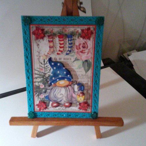 Carte 3d  - père noel, bonhommes de neige, lutins - pnh 180