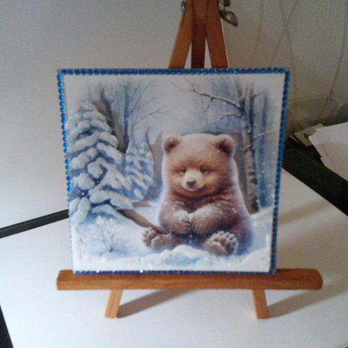 Carte 3d - animaux en hiver (noel) - anh 173