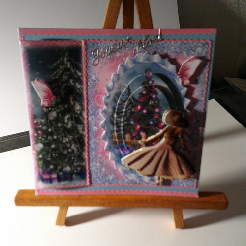 Carte 3d, enfants en hiver (noel) - enh 158