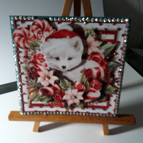 Carte 3d, animaux en hiver (noel), - anh 180