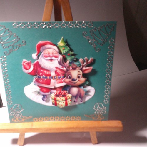 Carte 3d - père noel bonhommes de neige lutin - pnh 186