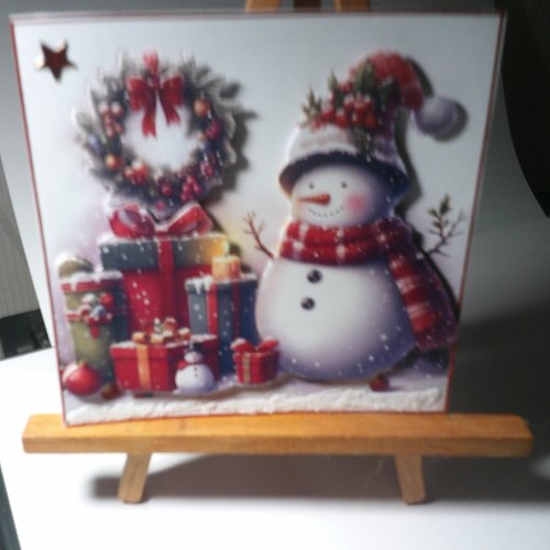Carte 3d - père noel bonhommes de neige lutins - pnh 191