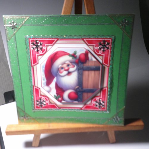 Carte 3d - père noel bonhommes de neige lutins - pnh 194