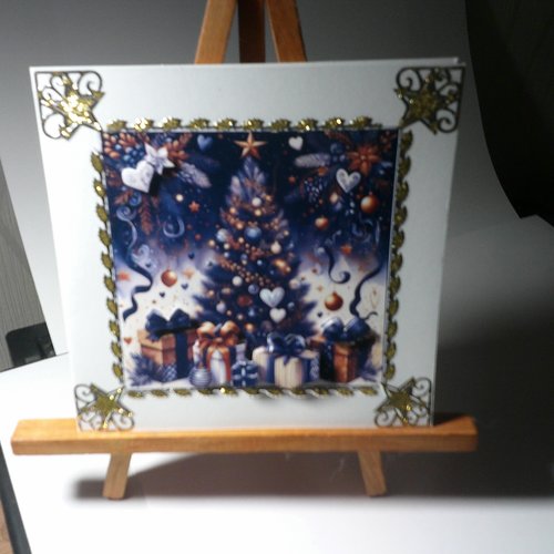 Carte 3d - fleurs et décorations de noel - flh 74