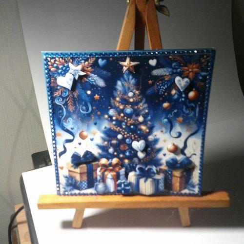 Carte 3d - fleurs et décorations de noel - flh 75