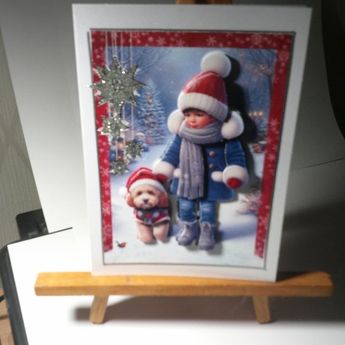 Carte en 3d - enfants en hiver (noel) - enh 157
