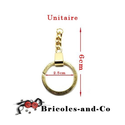 Porte-clés anneau rond chaine doré longueur total 6cm . unitaire  n°972