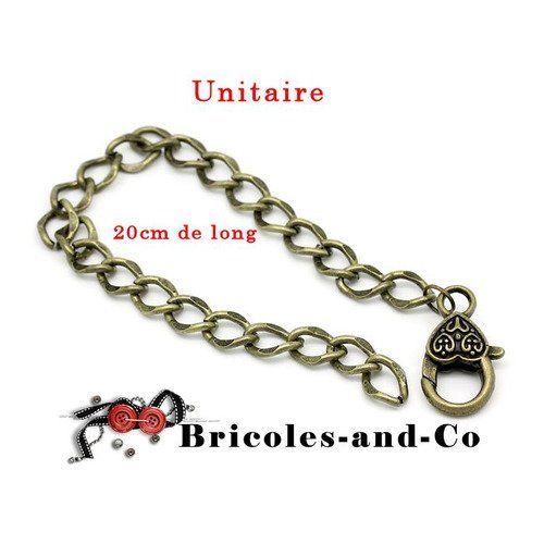 Bracelet fermoir homard  bronze cœur .taille  longueur total 20cm. unitaire n°809