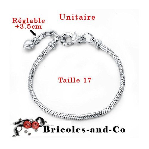 Bracelet chaine cœur argenté modèle b.  ajustable taille  17cm +3.5cm unitaire n°809