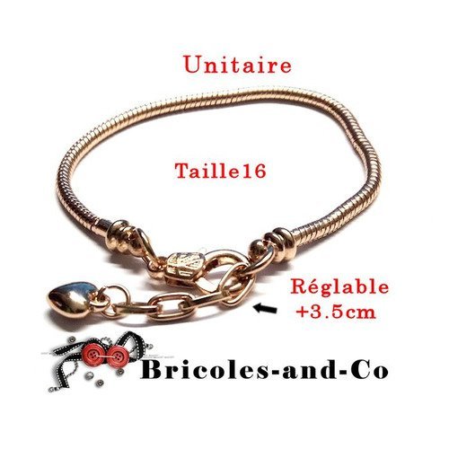 Bracelet chaine cœur doré orangé modèle b.  ajustable taille  16cm +3.5cm unitaire n°809