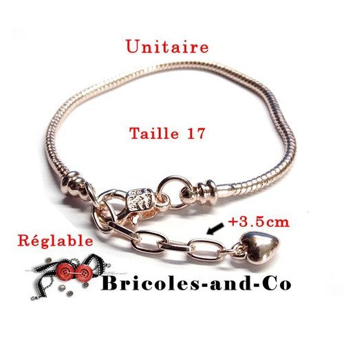 Bracelet chaine cœur doré rosé modèle b.  ajustable taille  17cm +3.5cm unitaire n°809
