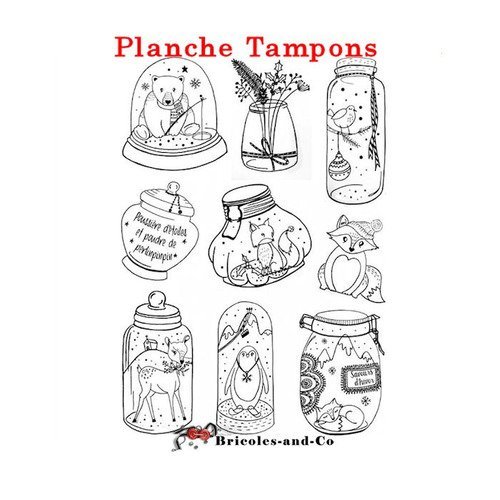 Tampon  noël pot design  ornement. planche 9 tampons clear.   n°5030