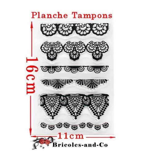 Tampon dentelle clear. planche 6 designs  différents.n°5030