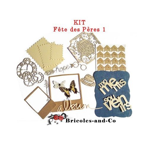 Kit fête des pères 1  beige marron bleu lot de 18pcs. n°5000