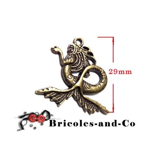 Sirène modèle b bronze .pendentif taille 29mm .unitaire  n°14
