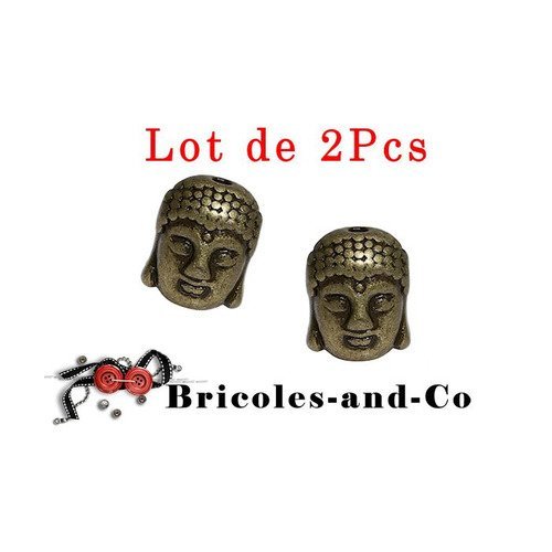 Perle bouddha, a  bronze, perle tibétain, breloque zen , accessoire  bijoux, 10mmx8mm, n°180.lot de 2pcs