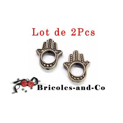 Perle fatima , a  bronze, perle main, breloque  , accessoire  bijoux, symbole 15mmx13mm, n°181.lot de 2pcs