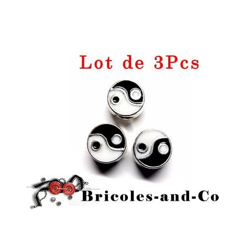 Perle yin yang, a , symbole, philosophie ,chinoise,  breloque  , accessoire  bijoux, 1cm, n°184.lot de 3pcs