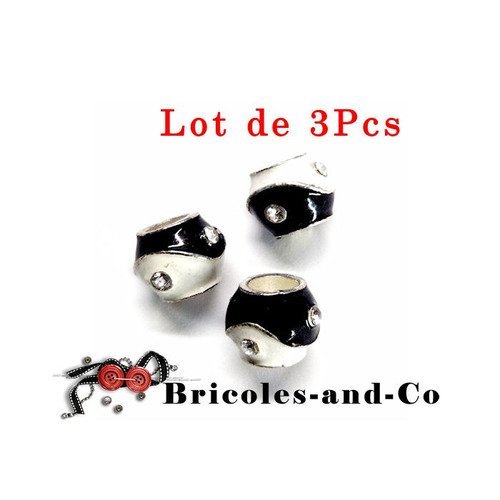 Perle yin yang, b strass, symbole, philosophie ,chinoise,  breloque  , accessoire  bijoux, 1cm, n°184.lot de 3pcs