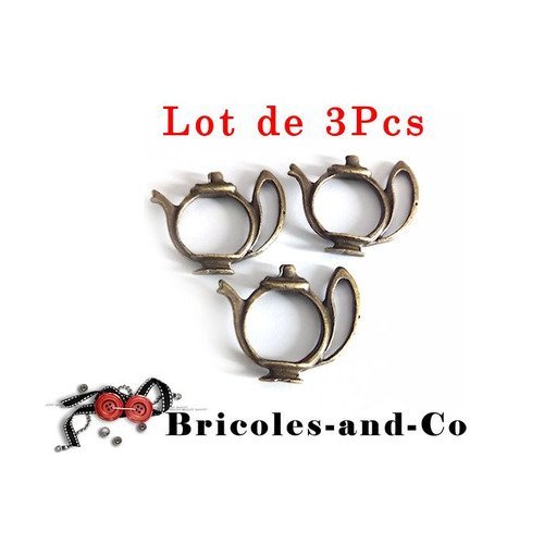 Perle théière casquette,  bronze, breloque, accessoire  bijoux, 23mm n°852.lot de 3pcs