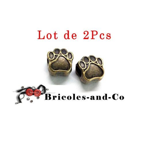 Perle patte animal, a bronze, animal perle, breloque, accessoire  bijoux, 11mm. n°49.lot de 2pcs