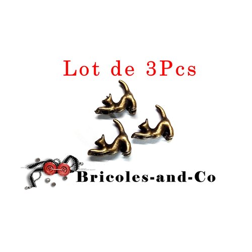 Pendentif chat, a, bronze, 16mm, breloque, accessoire  bijoux,  n°48 .lot de 3pcs