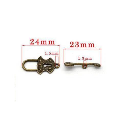 Fermeture tibétain bronze serrure clé modèle a .en deux parties .unitaire .n°906 