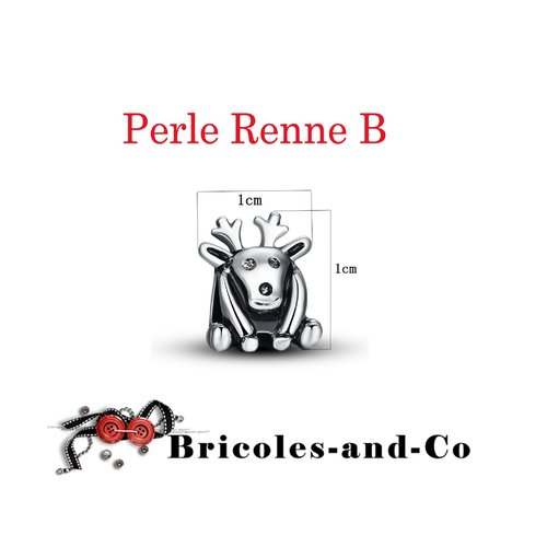Perle renne modèle b couleur argenté, taille 1cm. unitaire n°605