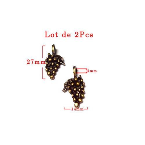 Pendentif grappe de raisin bronze . en lot de 2pcs. charms , décoration pour scrapbooking.  n°90