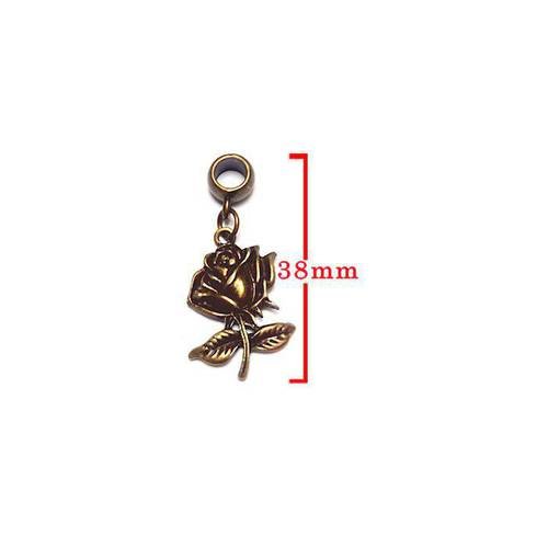 Pendentif rose bronze. charm bracelet.taille 38mm. unitaire n°1000