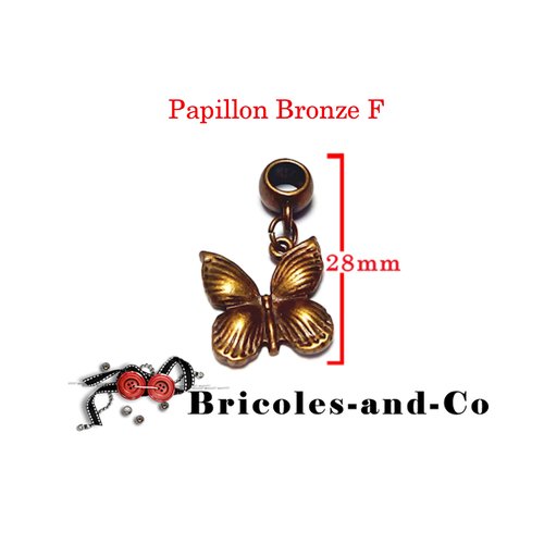 Papillon modèle f, embellissement,  charm pendentif ton bronze. hauteur 2,8cm