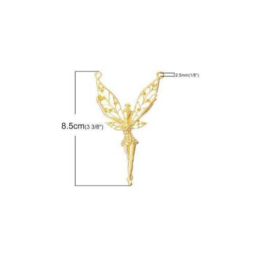Fée dorée : connecteur pendentif représentant  une fée . pour création de  bijoux. taille environ 85mm . unitaire.n°15 