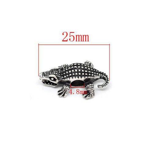 Perle crocodile charm breloque argenté. taille environ  25mm. unitaire n°34 