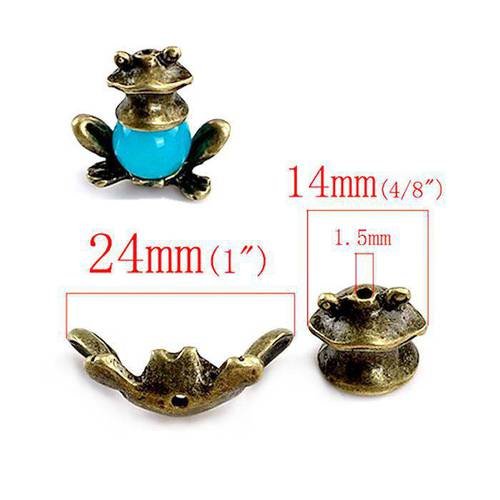 Perle grenouille coupelle bronze . taille  24mm  pour les cuisses et tête 14mm. unitaire n°31 