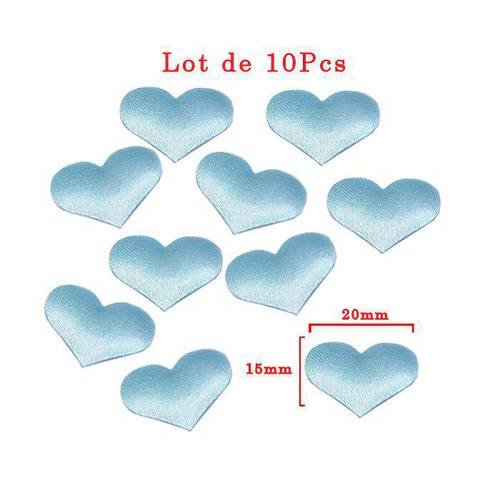 Cœur pétale bleu décoration en tissus taille de 20x15mm. lot 10piéces. n°804 