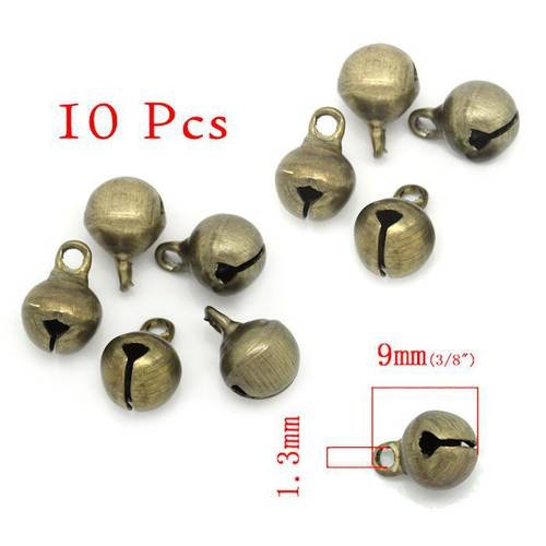 Grelot bronze mini: lot de 10pcs taille environ de 9mm. pour agrémenter vos décorations de noël ou créations. n°604