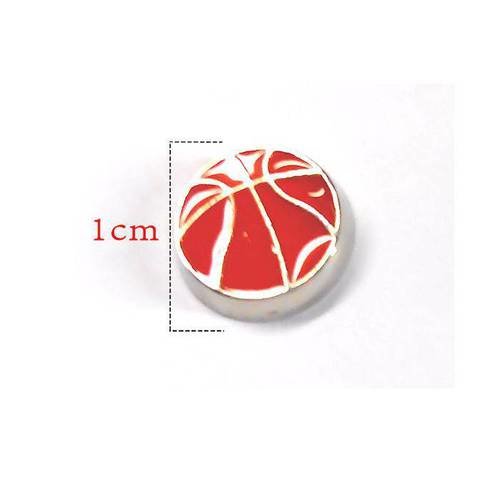 Charms flottant ballon de basketball orange  10 mm pour pendentif avec vitre.unitaire . n°1199