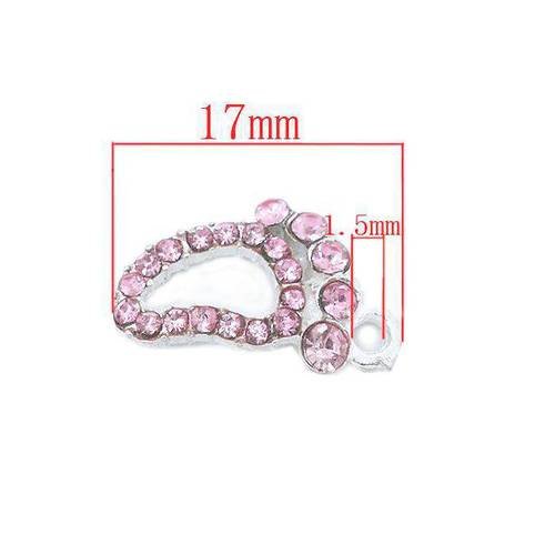 Pendentif pied strass rose. taille 17mm. belle décoration. unitaire n°509