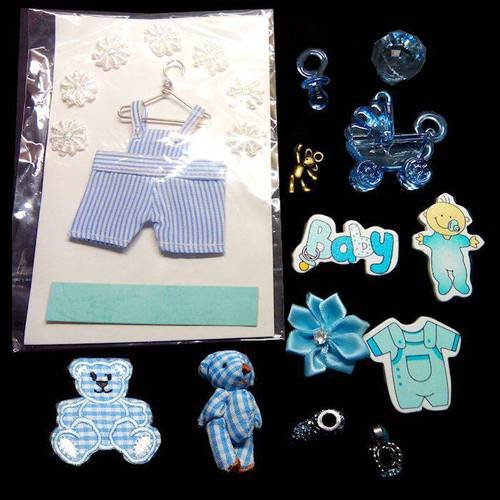 Naissance lot bleu avec 12 objets+ 1offert : décoration, pendentif, perle… tout pour vos créations en bleu. n°510