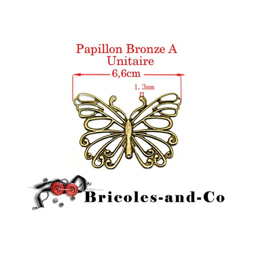Papillon bronze . a pendentif ,charm ,connecteur . pour création de bijoux ou décoration  scrapbooking, n°44 .unitaire.