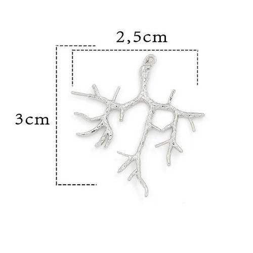 Pendentif branche argenté. décoration pour scrapbooking .unitaire n°76