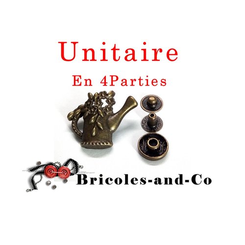 Rivet arrosoir, bronze, 3cm, bouton snap, bouton-pression arrosoir fleurs  n°10 .unitaire en 4 parties.