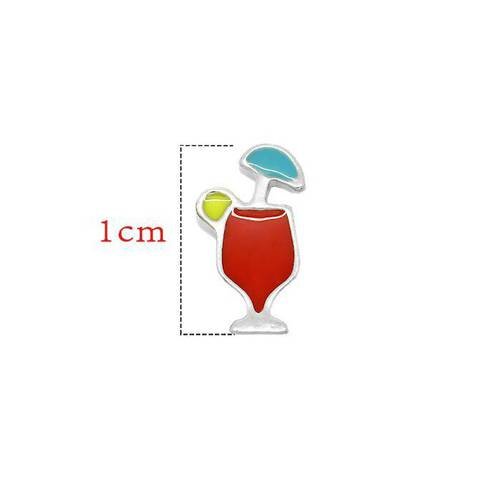 Charms cocktail rouge taille environ 1 cm pour pendentif avec vitre. n°1198