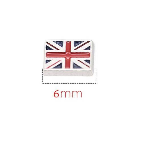 Charms drapeau anglais taille environ 6 mm pour pendentif avec vitre.  n°1195 