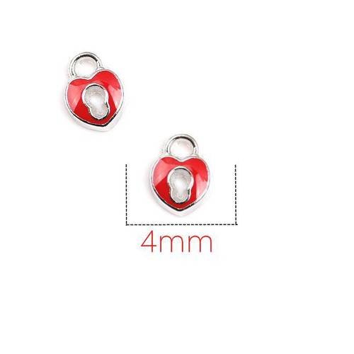 Charms flottant cœur de couleur rouge par lot de 2 pièces pour pendentif avec vitre.n°1190  