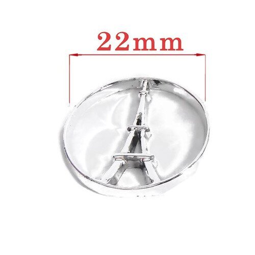 Charms disque tour eiffel flottant de 22mm. ton argenté.unitaire .n°1202  