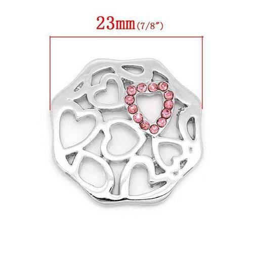 Disque charms flottant modéle a forme cœur à strass de 24x23mm.unitaire . n°1201 