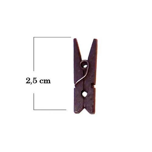 Pince à linge marron chocolat en bois 2,5cm .lot de 6 pièces n°941