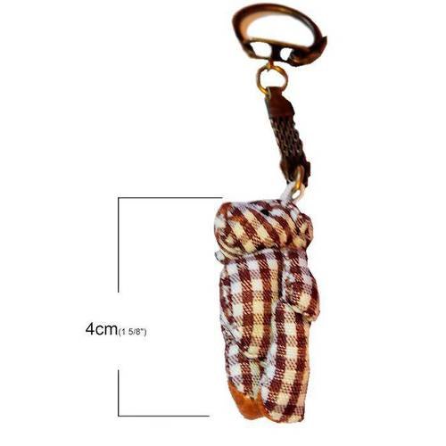 Ourson mini vichy marron 4cm sur porte-clé bronze .unitaire.n°2050