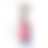 Ourson mini vichy rose 4cm sur porte-clé argenté .unitaire . n°2050 